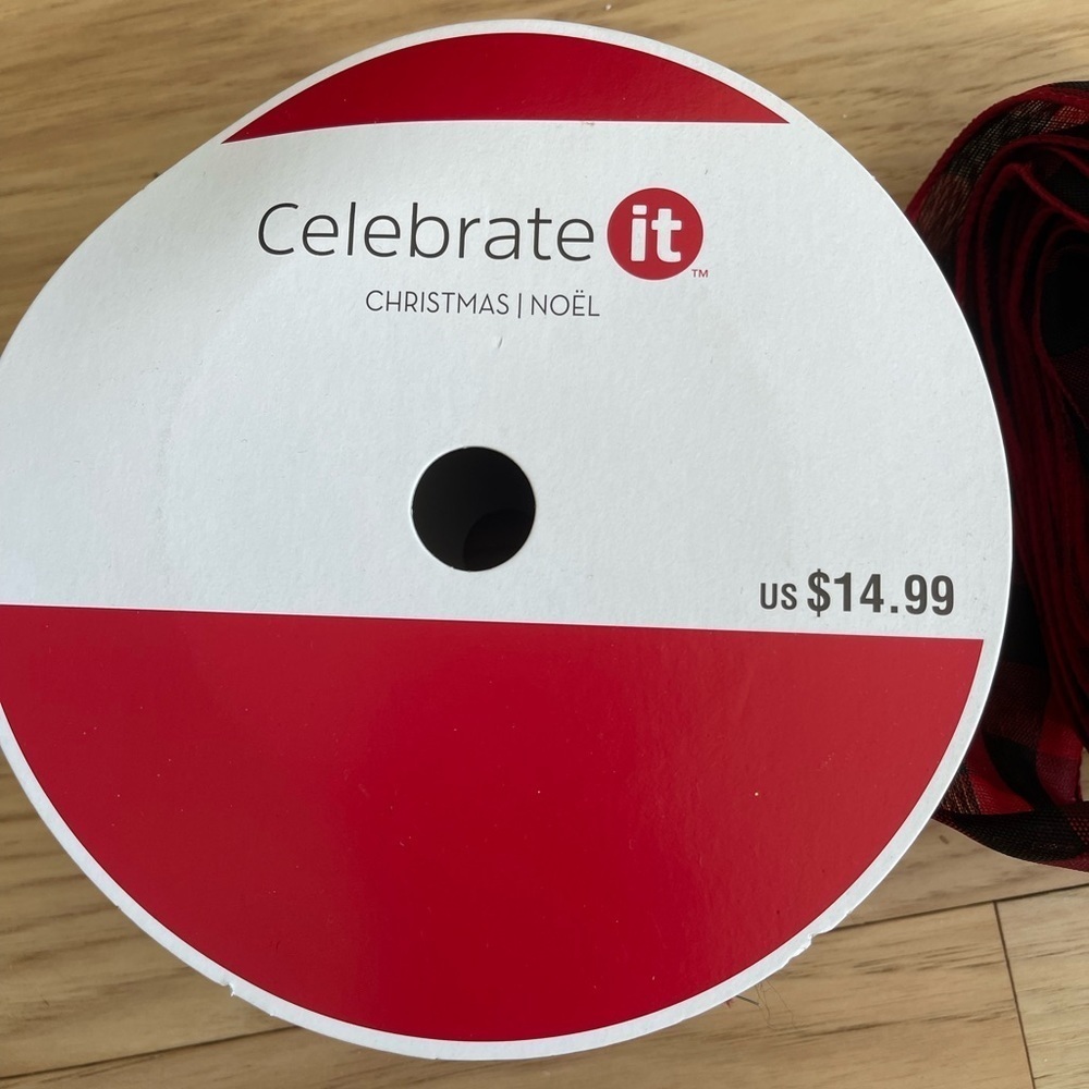 1.5" × 30ft. Wired Buffalo Check Ribbon by Celebrate It Christmas - Picture 7 of 7